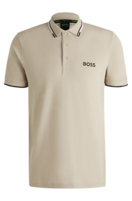 【送料&関税込】Hugo Boss T-shirt With Contrasting Logo BOSS - Stretch-cotton T-shirt with contrast logo - Dark Yellow