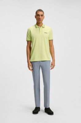 Active Paddy regular-fit polo shirt in quick-dry stretch pique, Light Green