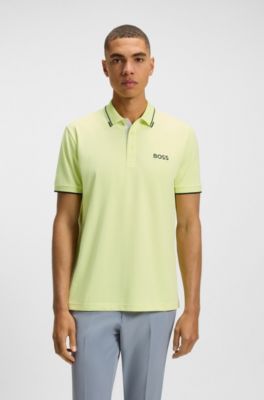 Active Paddy regular-fit polo shirt in quick-dry stretch pique, Light Green