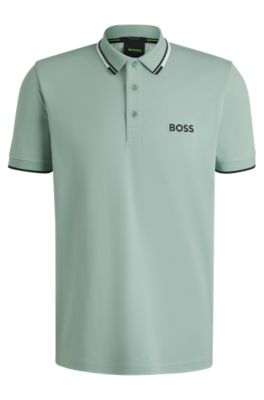 Active Paddy regular-fit polo shirt in quick-dry stretch pique, Light Green