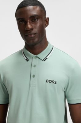 Active Paddy regular-fit polo shirt in quick-dry stretch pique, Light Green