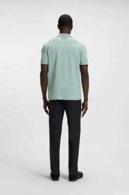 Active Paddy regular-fit polo shirt in quick-dry stretch pique, Light Green