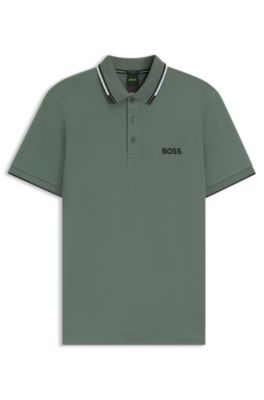 Active Paddy regular-fit polo shirt in quick-dry stretch pique, Light Green