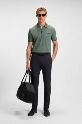 Active Paddy regular-fit polo shirt in quick-dry stretch pique, Light Green