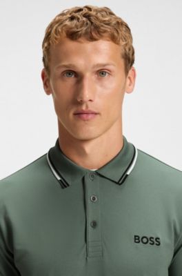 Active Paddy regular-fit polo shirt in quick-dry stretch pique, Light Green