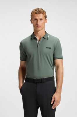 Active Paddy regular-fit polo shirt in quick-dry stretch pique, Light Green