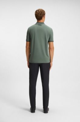 Active Paddy regular-fit polo shirt in quick-dry stretch pique, Light Green