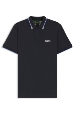 Active Paddy regular-fit polo shirt in quick-dry stretch pique, Dark Blue