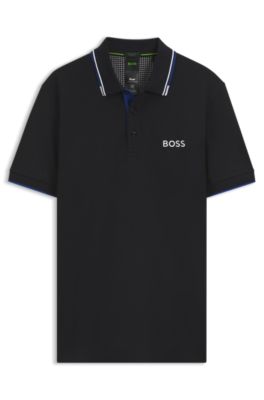 Polo Paddy regular fit de estilo deportivo en piqu&eacute; el&aacute;stico de secado r&aacute;pido       , Azul oscuro