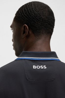 Polo Paddy regular fit de estilo deportivo en piqu&eacute; el&aacute;stico de secado r&aacute;pido       , Azul oscuro