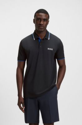 Active Paddy regular-fit polo shirt in quick-dry stretch pique, Dark Blue