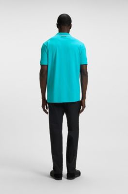 Active Paddy regular-fit polo shirt in quick-dry stretch pique, Light Blue