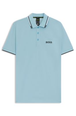 Active Paddy regular-fit polo shirt in quick-dry stretch pique, Light Blue