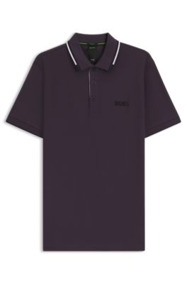 Polo Paddy regular fit de estilo deportivo en piqu&eacute; el&aacute;stico de secado r&aacute;pido       , Lila