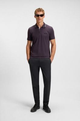 Active Paddy regular-fit polo shirt in quick-dry stretch pique, Purple