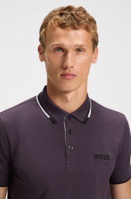 Polo Paddy regular fit de estilo deportivo en piqu&eacute; el&aacute;stico de secado r&aacute;pido       , Lila