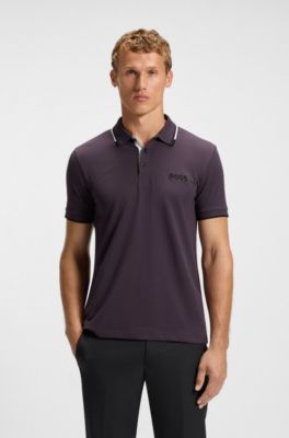 Polo Paddy regular fit de estilo deportivo en piqu&eacute; el&aacute;stico de secado r&aacute;pido       , Lila