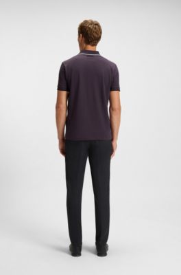 Active Paddy regular-fit polo shirt in quick-dry stretch pique, Purple