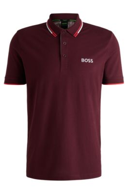 Active Paddy regular-fit polo shirt in quick-dry stretch pique, Red