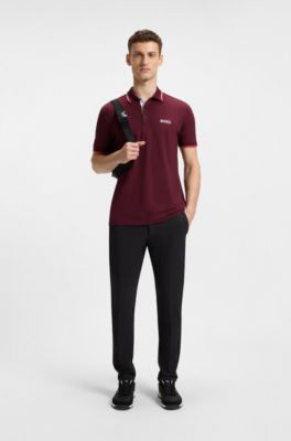 Active Paddy regular-fit polo shirt in quick-dry stretch pique, Red