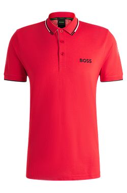 Polo de mezcla de algodón con logos en contraste