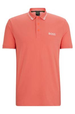 Active Paddy regular-fit polo shirt in quick-dry stretch pique, Light Red