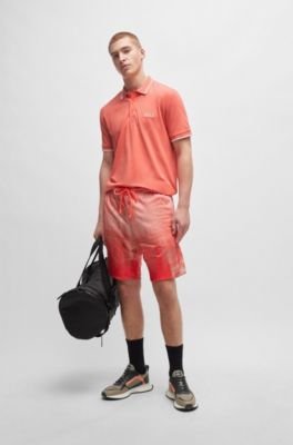 Active Paddy regular-fit polo shirt in quick-dry stretch pique, Light Red