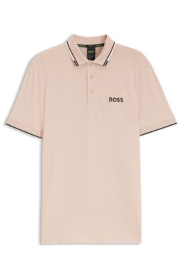 Polo Paddy regular fit de estilo deportivo en piqu&eacute; el&aacute;stico de secado r&aacute;pido       , Naranja claro