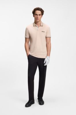Polo Paddy regular fit de estilo deportivo en piqu&eacute; el&aacute;stico de secado r&aacute;pido       , Naranja claro