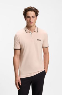 Polo Paddy regular fit de estilo deportivo en piqu&eacute; el&aacute;stico de secado r&aacute;pido       , Naranja claro
