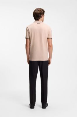 Polo Paddy regular fit de estilo deportivo en piqu&eacute; el&aacute;stico de secado r&aacute;pido       , Naranja claro