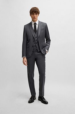 BOSS - Drawstring trousers in virgin-wool serge