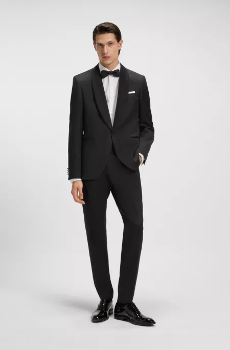 Slim-fit trousers in virgin-wool serge