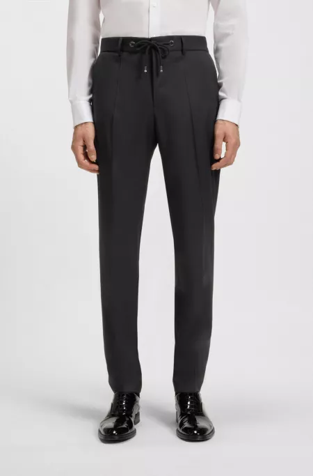 Slim-fit trousers in virgin-wool serge