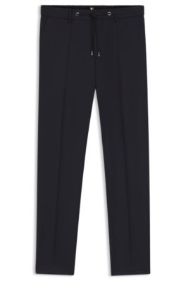 Pantalones slim fit de sarga de lana virgen, Azul oscuro