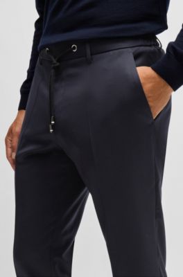 Costumein drawstring virgin wool trousers - Blue