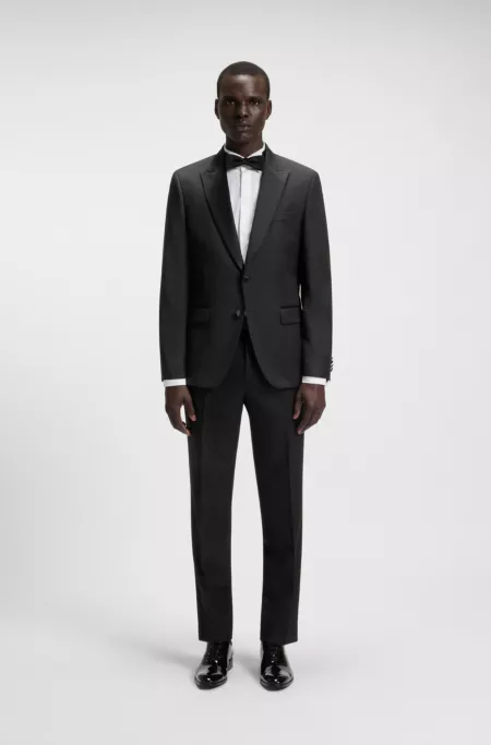 Slim-fit tuxedo jacket in wool serge