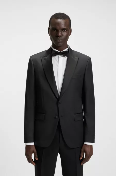 Slim-fit tuxedo jacket in wool serge