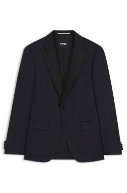 Cazadora de esmoquin slim fit en sarga de lana virgen