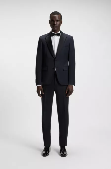Slim-fit tuxedo jacket in wool serge