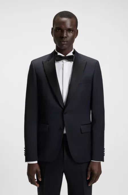 Slim-fit tuxedo jacket in wool serge