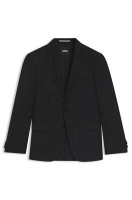 BOSS ONE Americana slim fit en sarga de lana virgen, Negro