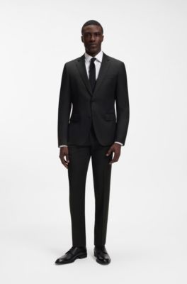 BOSS ONE Slim-fit suit jacket in virgin wool serge, Black