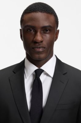 BOSS ONE Slim-fit suit jacket in virgin wool serge, Black
