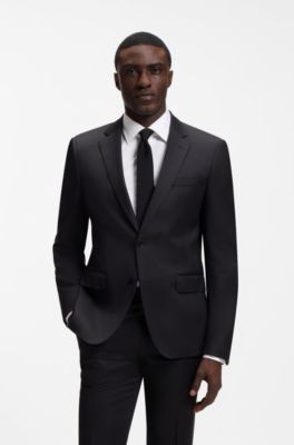 BOSS ONE Slim-fit suit jacket in virgin wool serge, Black