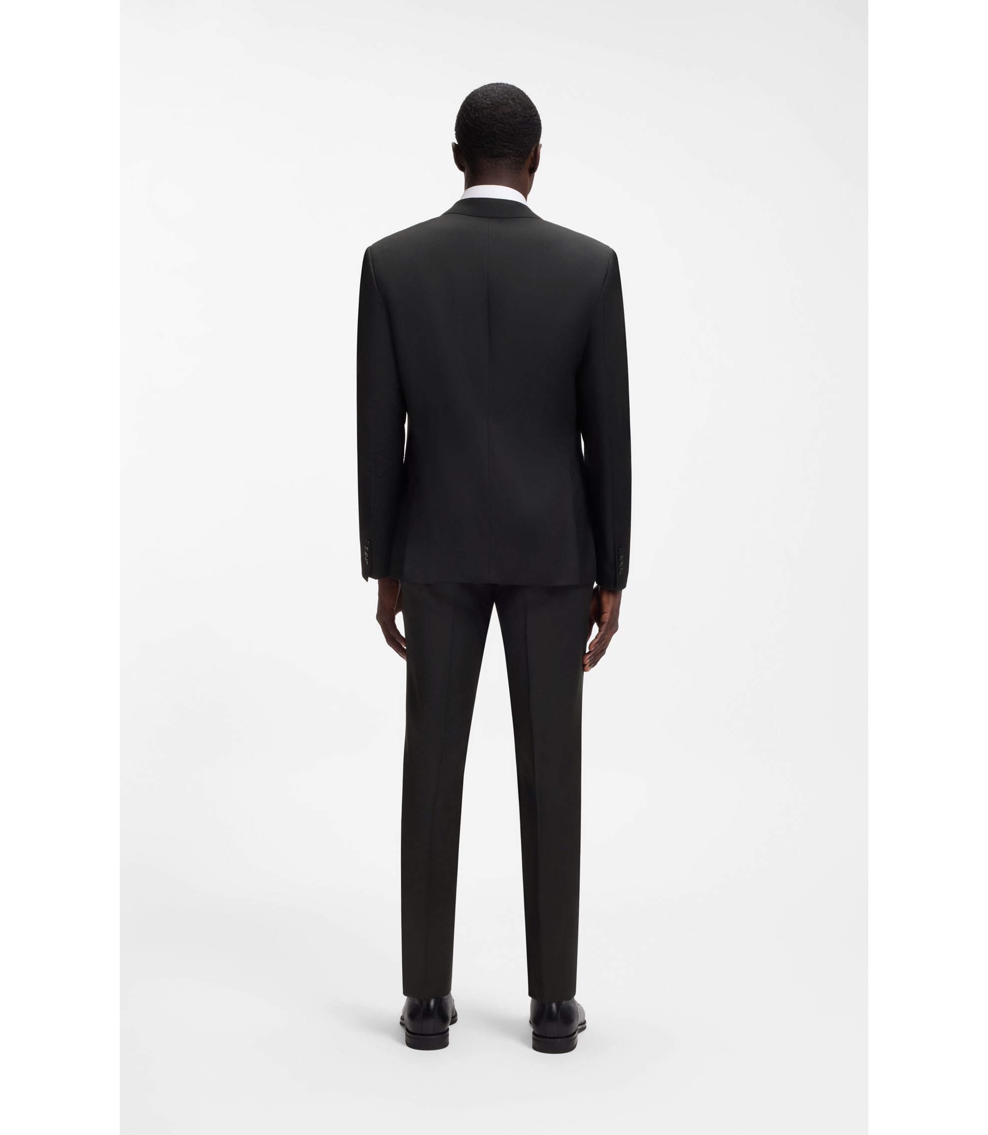 Hugo BOSS☆スーツ上質ヴァージンウールSブラックイタリア BOSS - BOSS ONE Slim-fit suit jacket in virgin wool serge - Black