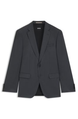 BOSS ONE Americana slim fit en sarga de lana virgen, Gris oscuro