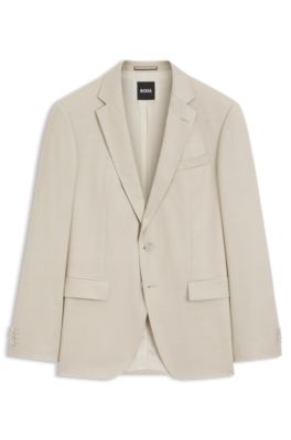 BOSS ONE - Americana slim fit en sarga de lana virgen, Beige claro