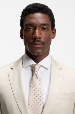 BOSS ONE Americana slim fit en sarga de lana virgen, Beige claro