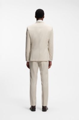 BOSS ONE - Americana slim fit en sarga de lana virgen, Beige claro